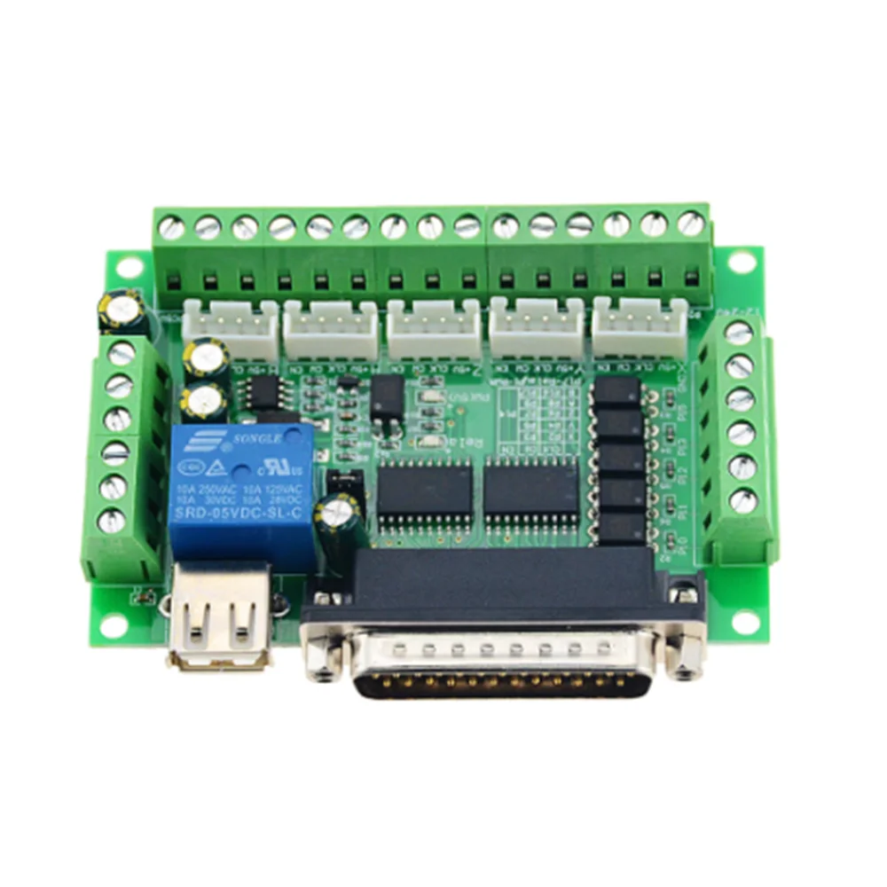 

MACH3 Engraving Machine 5 Axis CNC Breakout Board With Optical Coupler For Stepper Motor Drive Controller