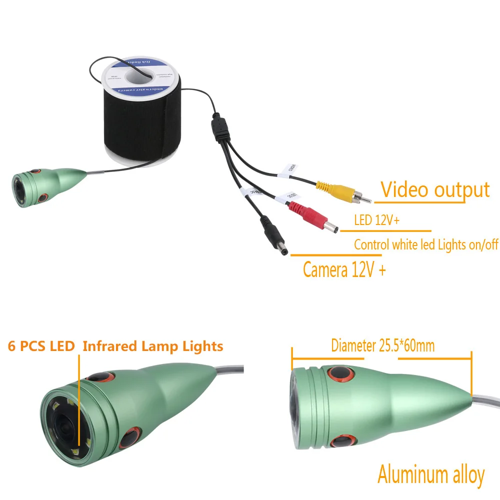 Imagem -05 - Maotewang-câmera de Pesca Subaquática Led Fish Finder Pesca do Mar do Gelo Monitor Colorido de Polegadas 1000tvl 6w ir 10m 15m 20m 30m