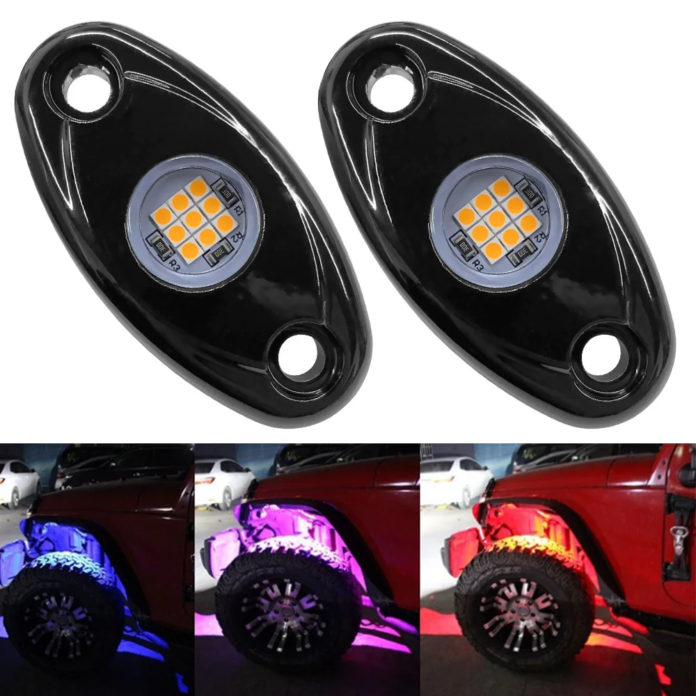 For Jeep Atv Suv Offroad Car Truck Yacht Underbody Glow LED Rock Lights 1 Pair Waterproof Led Neon Light