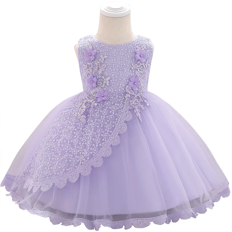 Princess Flower Girl Dress Summer Tutu Wedding 1st Birthday Party Kids Dresses For Girls Children's Costume Newborn Prom Designs