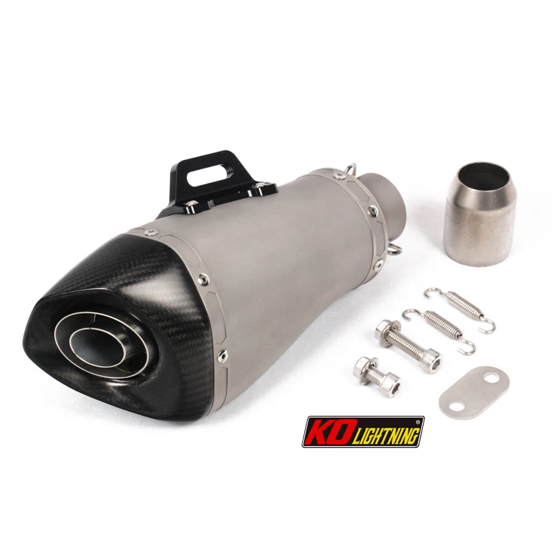 

51mm Universal Motorcycle Exhaust Tail Pipe With Silencer 315mm Stainless Steel And Carbon Fiber For ATV Street Bike