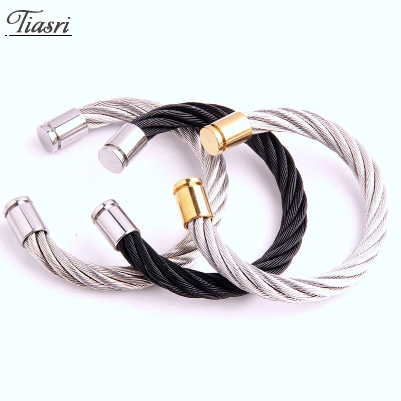 Tiasri Men's Bracelet on the Hand Aesthetic Gothic Jewelry Accessories High Quality Stainless Steel Punk hip-Hop Style Gift 2020