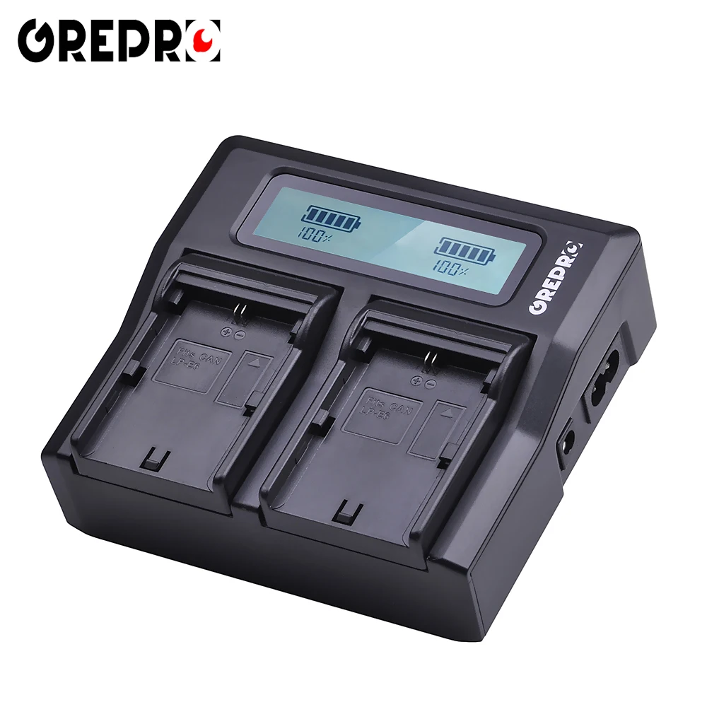 LP-E6 LP-E6N LPE6 LCD Rapid Dual Battery Charger for LP-E6, LP-E6N and Canon EOS 6D, 7D, 70D, 60D, 5D Mark III, 5D Mark II D