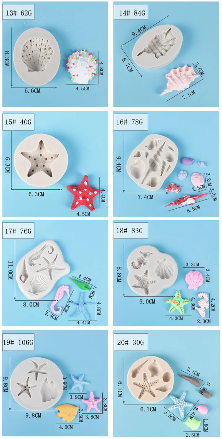 Various Conch Shapes Resin Silicone Mold For DIY Cake Chocolate Dessert Fondant Moulds Kitchen Baking Decoration Tools