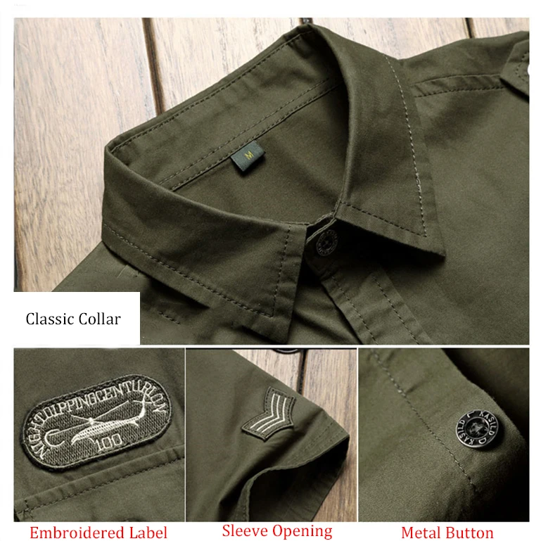 Chemise Militaire à Manches Courtes pour Homme, Vêtement d\'Été, Couleur Unie, Haute Qualité, 100% Coton, Poche 5XL, Grande Taille