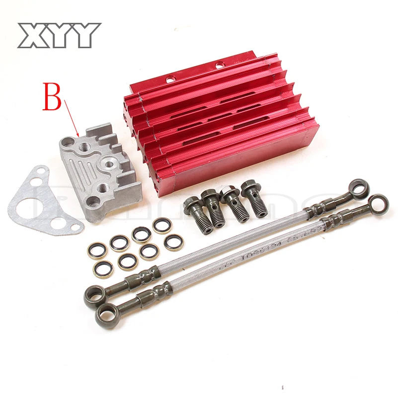 CNC Oil Cooler Kit Radiator Aluminium Adapter Engine Cylinder Cover Cooling For ATV Pit Dirt Bike motocross motocycle 50CC-125CC