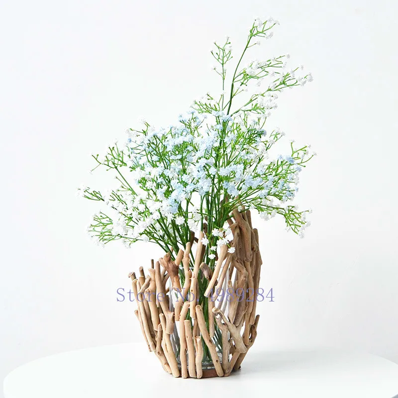 Creative Wood Glass Branch Vase Handmade Transparent Hollow Out Modern Home Flower Arrangement Crafts Ornaments Vases