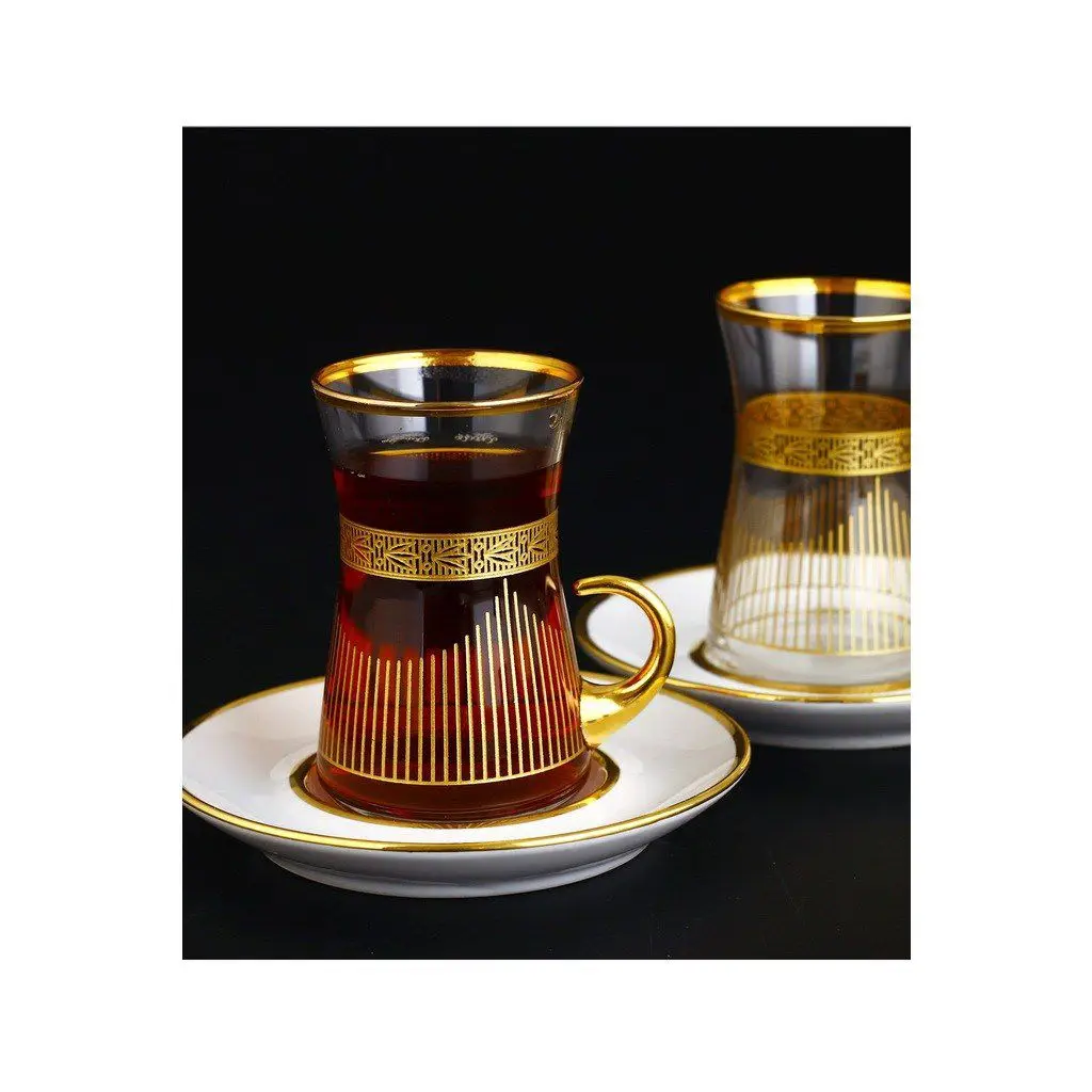 DOLBOVIPaşabahçe 12 Piece Tea Set-Ayder Gold mug кружка coffee cup cup اكواب قهوه tazas