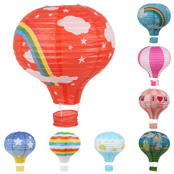 

10PCS Creative 12'' Rainbow Lantern Hot Air Balloon Paper Lantern Kids Hanging Birthday Party Wedding Decor Lanterns Baby Shower