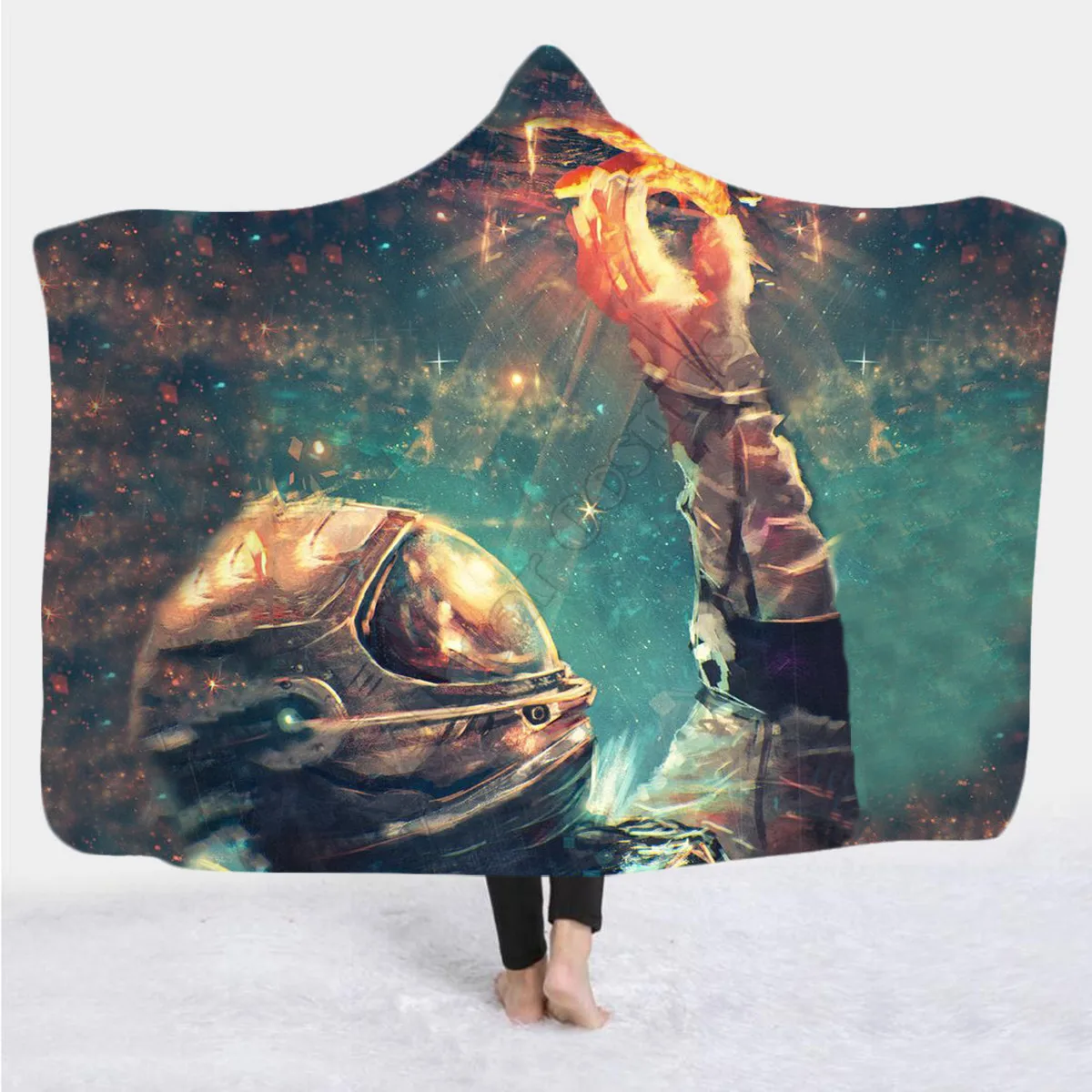 

Galaxy astronaut Hooded Blanket 3D All Over Printed Wearable Blanket for Men and Women Adults Kids Fleece blanket 04