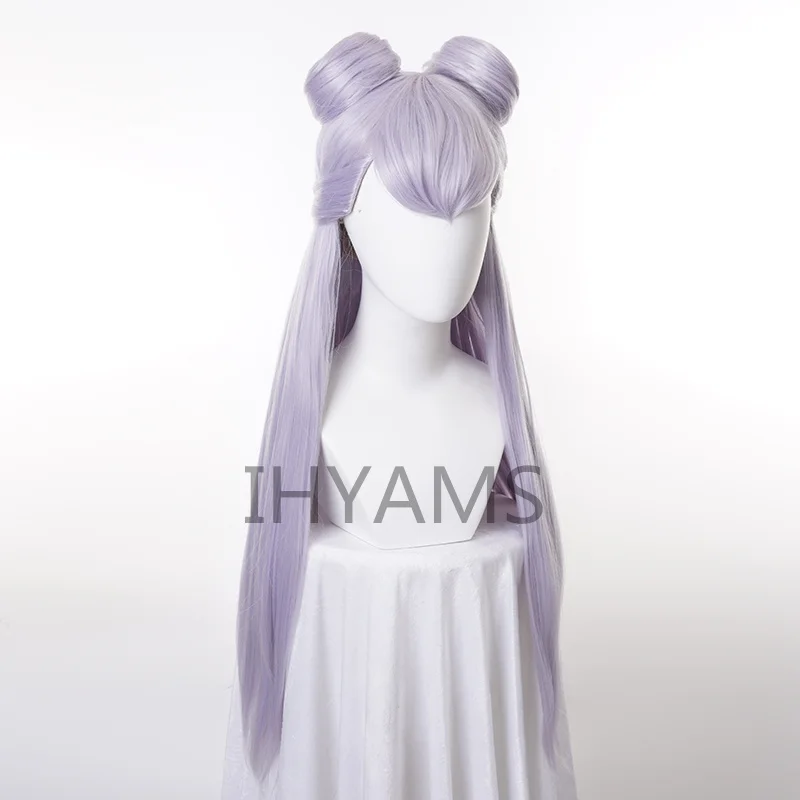 KDA Evelynn Agony's Embrace Cosplay Wigs LOL KDA Cosplay Baddest Long Purple Wigs with Buns Heat Resistant Synthetic Hair + cap