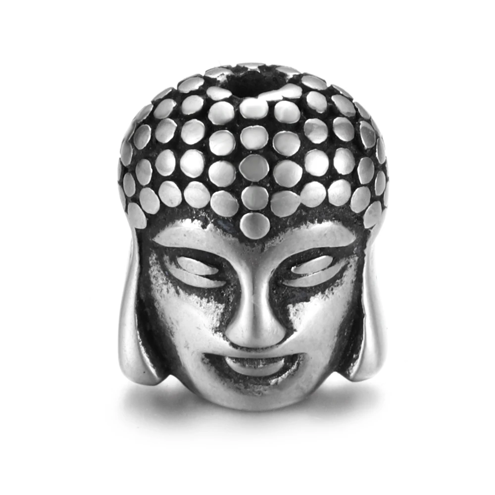 Stainless Steel Buddha Bead Polished 2mm Hole Metal Spacer Beads Bracelet Charms for DIY Jewelry Making Accessories