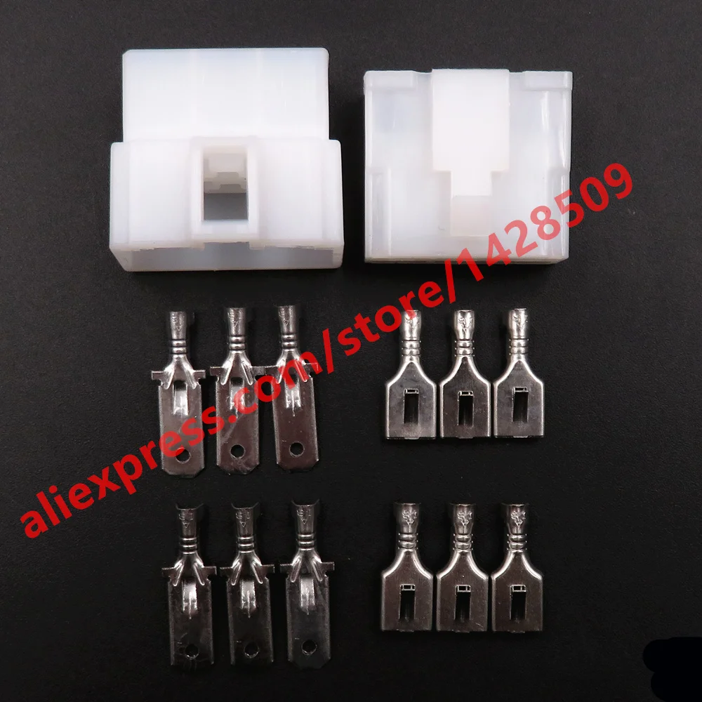 1 Set 6 Pin 6.3 Series Automobile High Current Cable Harness Plug Male Female Socket Docking Unsealed Connector