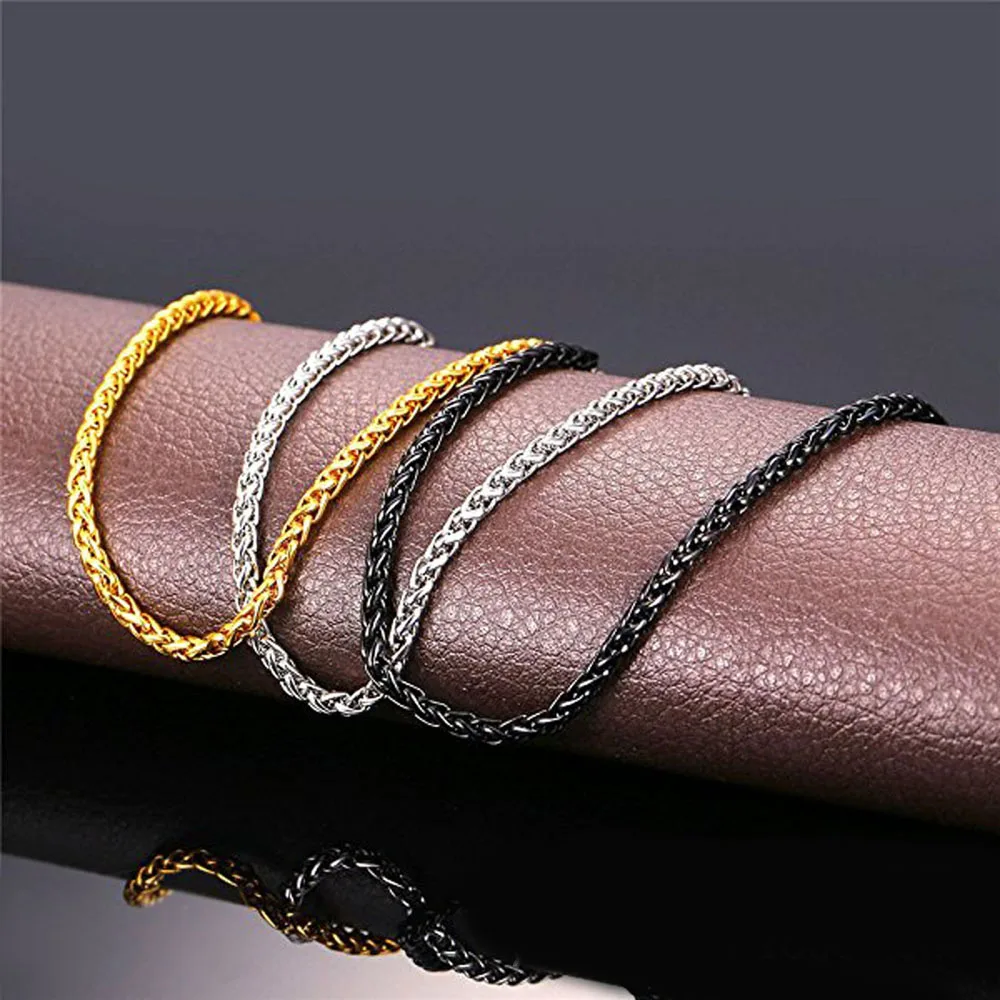 1Piece 3/4/5/6MM Gold Black Color Stainless Steel Keel Chain Necklace Bracelet For Unisex Fashion Jewelry Party Gift