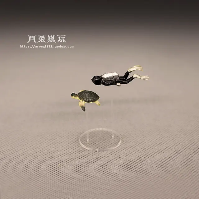 Miniatury Ocean Diving Diver Action Figures Model Underwater World Sea Turtle Explore Dive Decoration Akcesoria Figurki Zabawki
