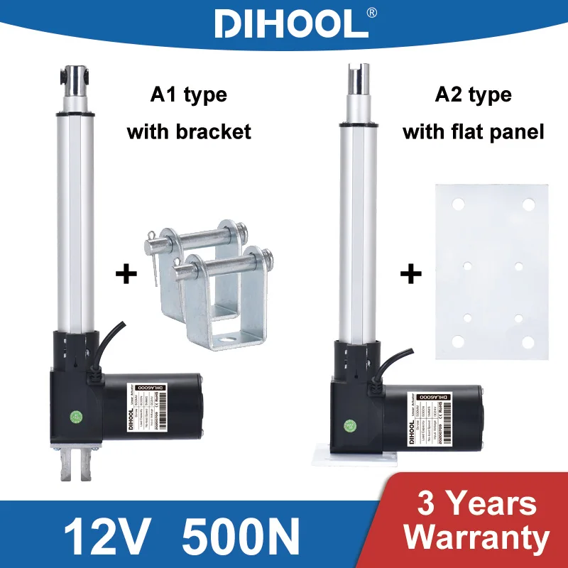 Velocidade 500n Carga 50kg Atuador Linear Elétrico 100 mm 600 mm 800 mm Curso Reciprocating Escadas de Elevação Ajustável Mesa Dc12v 40 mm s