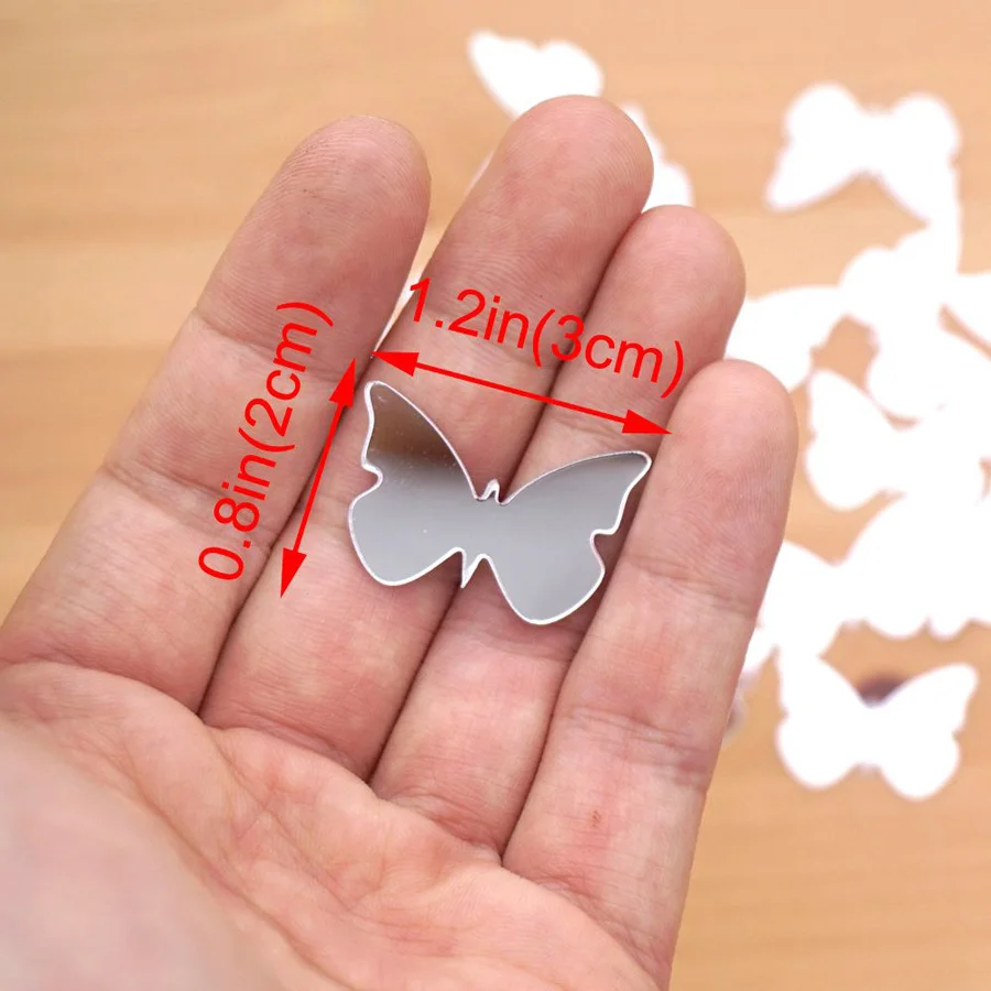 100Pieces 3X2cm Small Butterfly Sticker Wedding Decor Acrylic Mirror Sticker Kid\'s Room DIY Accessory Party Guest Gifts