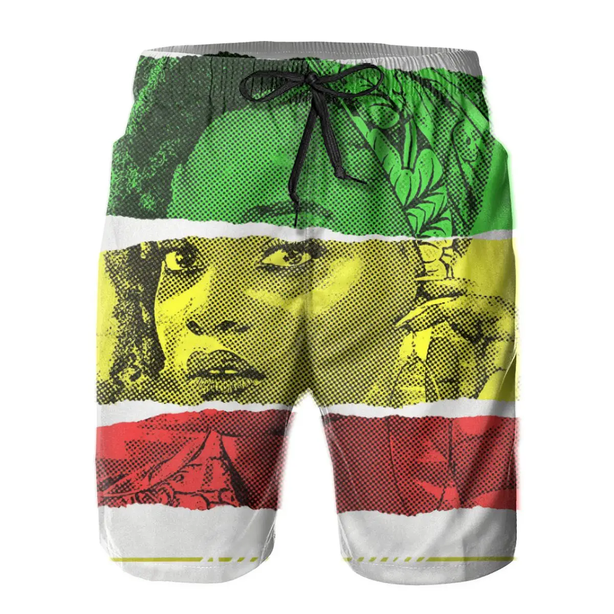 Hot Sale Beach Breathable Quick Dry Funny Novelty R333 running Green Yellow And Red Rasta Flag Hawaii Pants Beach Shorts