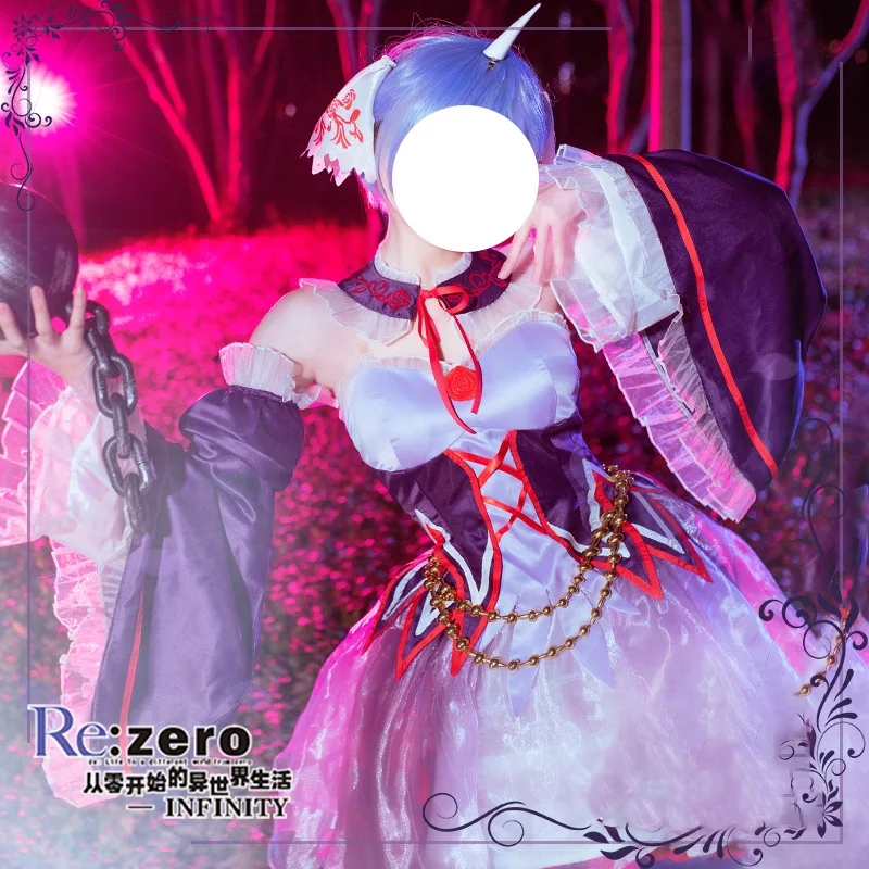 Anime Re:Life in a Different World From Zero Rem Dress Halloween Demon Suit Pary Role Play Outfits Fancy Women Cosplay Costume