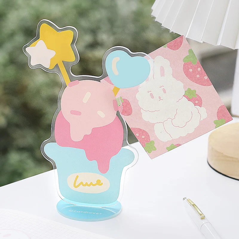 Kawaii Acrylic Desktop Vertical Memo Clip Message Clip Creative Flowers Multifunctional Decoration Cute Small Ornaments