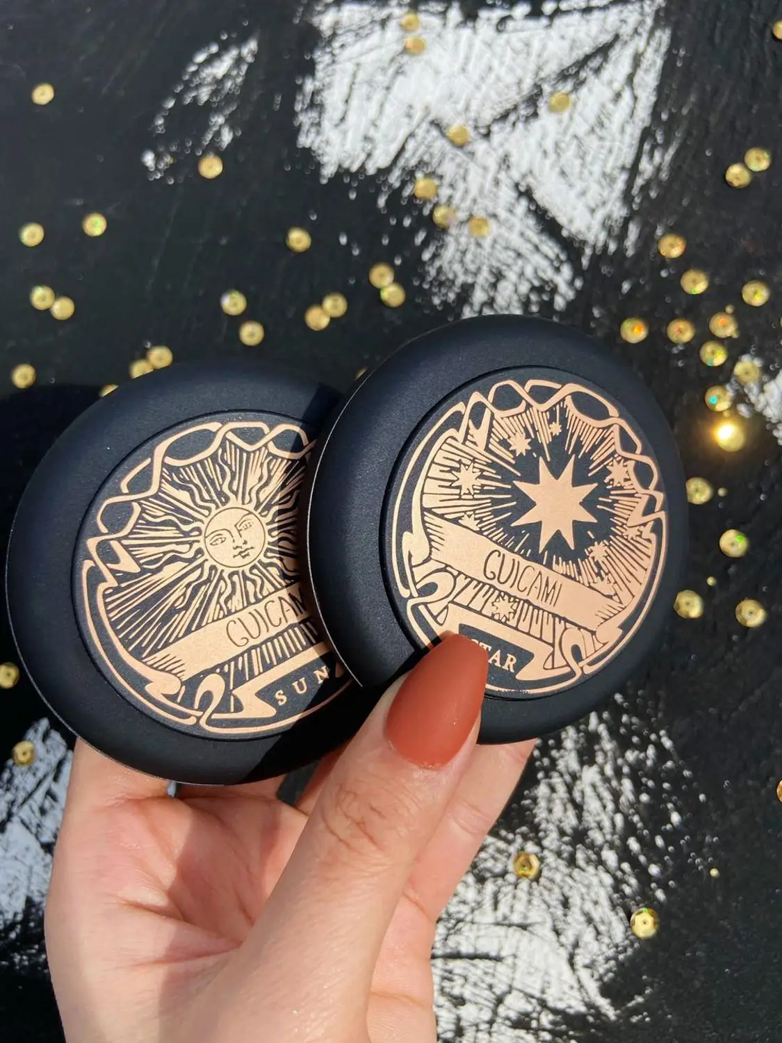 GUICAMI 5D baked highlighter powder moon star relief printing long lasting waterproof face contouring polar highlighter AC197