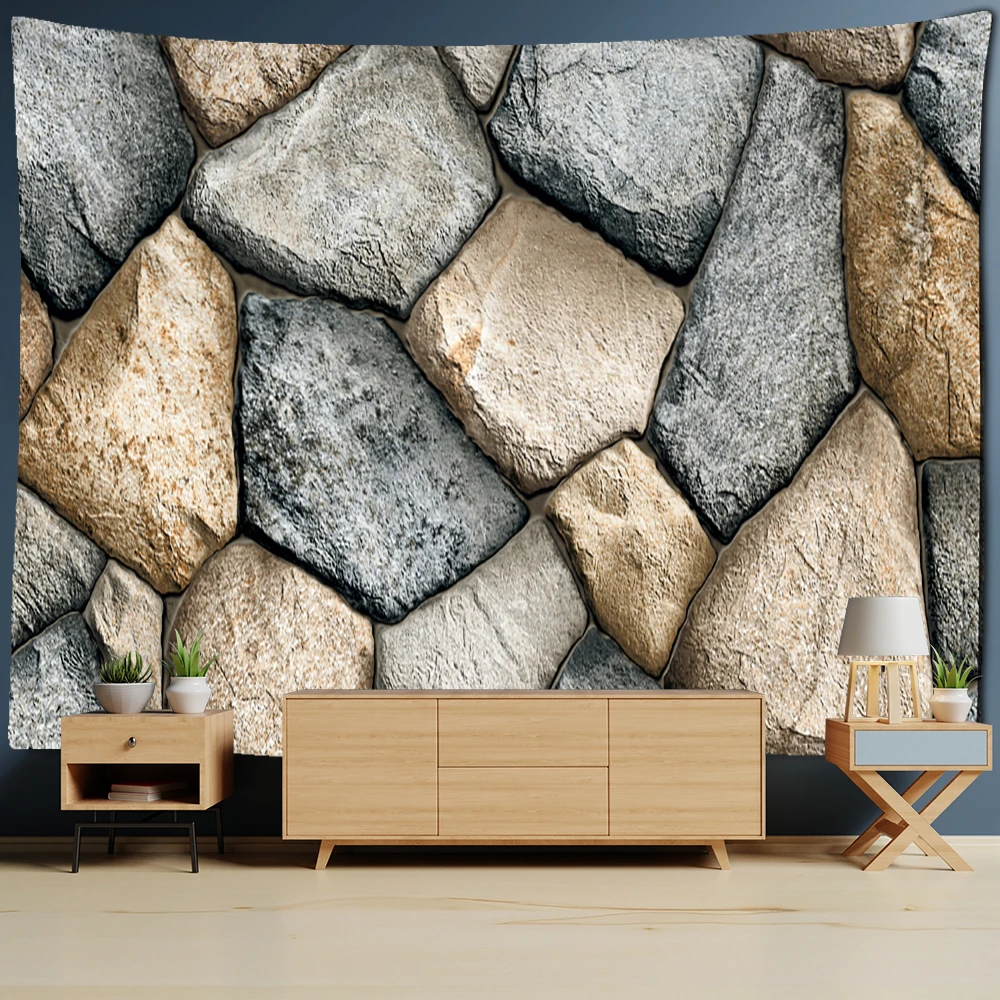 3D Printing Colorful Stone Wood Tapestry Wall Hanging Tapiz Hippie Psychedelic Background Wall Decor Cloth