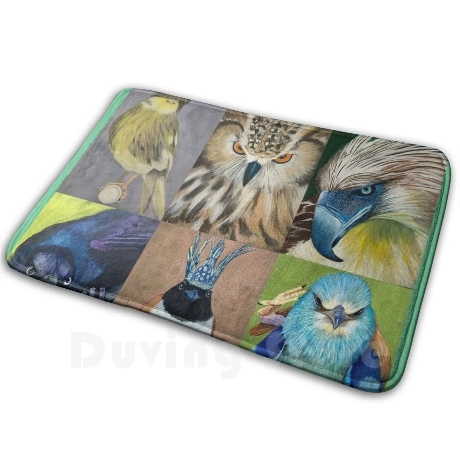 Cooped Up Birds , A Collection 9 Different Types Of Birds Soft Non-Slip Mat Rug Carpet Cushion Pigeon Starling Crow