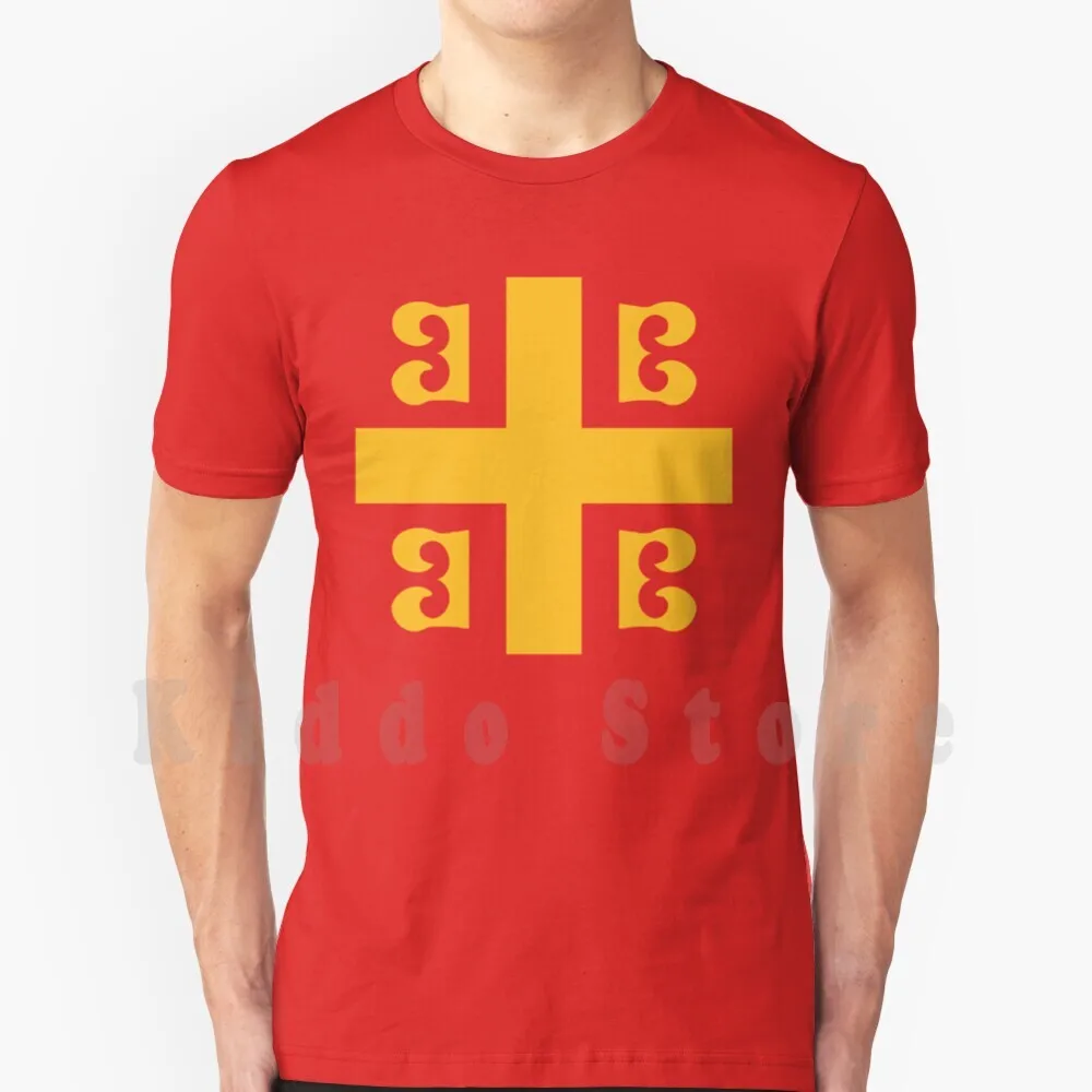 Camiseta con bandera bizantina de algodón para hombre, camiseta genial con estampado DIY, historia medieval, bandera bizantina, cruz, estandarte, ortodoxo, Oriente