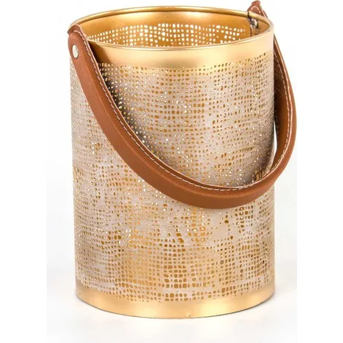 Euro Flora Gold Color Metal Candle Holder Lantern 15x20 cm