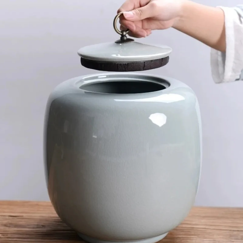 

Ceramics Tea Caddy Large Capacity Ceramic Airtight Jar Tea Cake Storage Can Hand-painted Tea Storage Tank Household Rice Tank