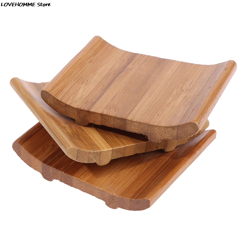 Nutural Bamboo Soap Holder Dish Tray Stylish Vintage Storage Teacup Mat For Home Bathroom Kitchen