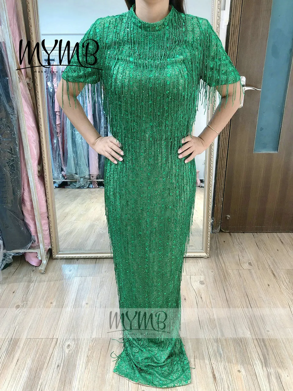 Dubai Fashion Green Evening Dress Women Party Night MYMB Fitted Mother Of Bride Dress MY31128