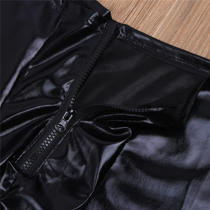 Mens Patent Leather Pants Stage Skinny Performance Pants Stretch Leggings Men Sexy Bodywear Trousers Underwear Clubwear