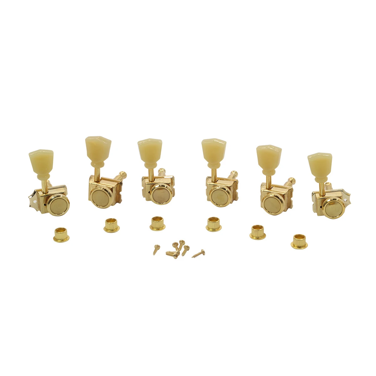 

Musiclily Pro Vintage Hybrid Style 6 inline Guitar Locking Tuners Tuning Pegs Set for Strat Tele Style Electric Guitar, Gold