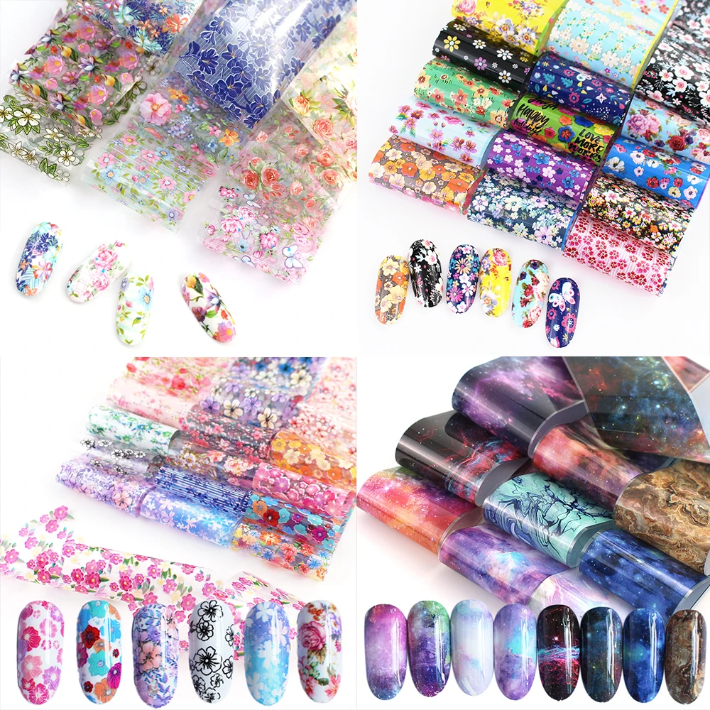 ERUIKA 14pcs Charm Foils for Nail Holographic Transfer Foil Wraps Sticker Decals Starry Paper Manicure Decor Set Nail Art Tips