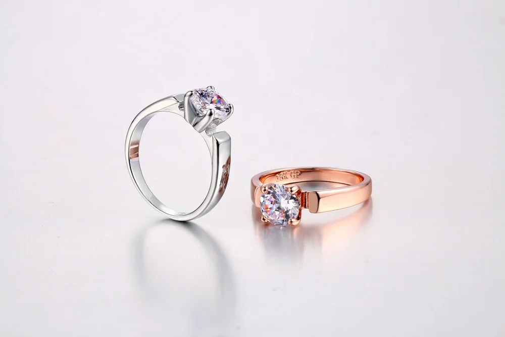 Verlobungs- und Eheringe für Frauen, Klassischer Runder Damenring mit Zirkonia-Stein, Damenring-Accessoires, Schmuck R053 – Detail 3