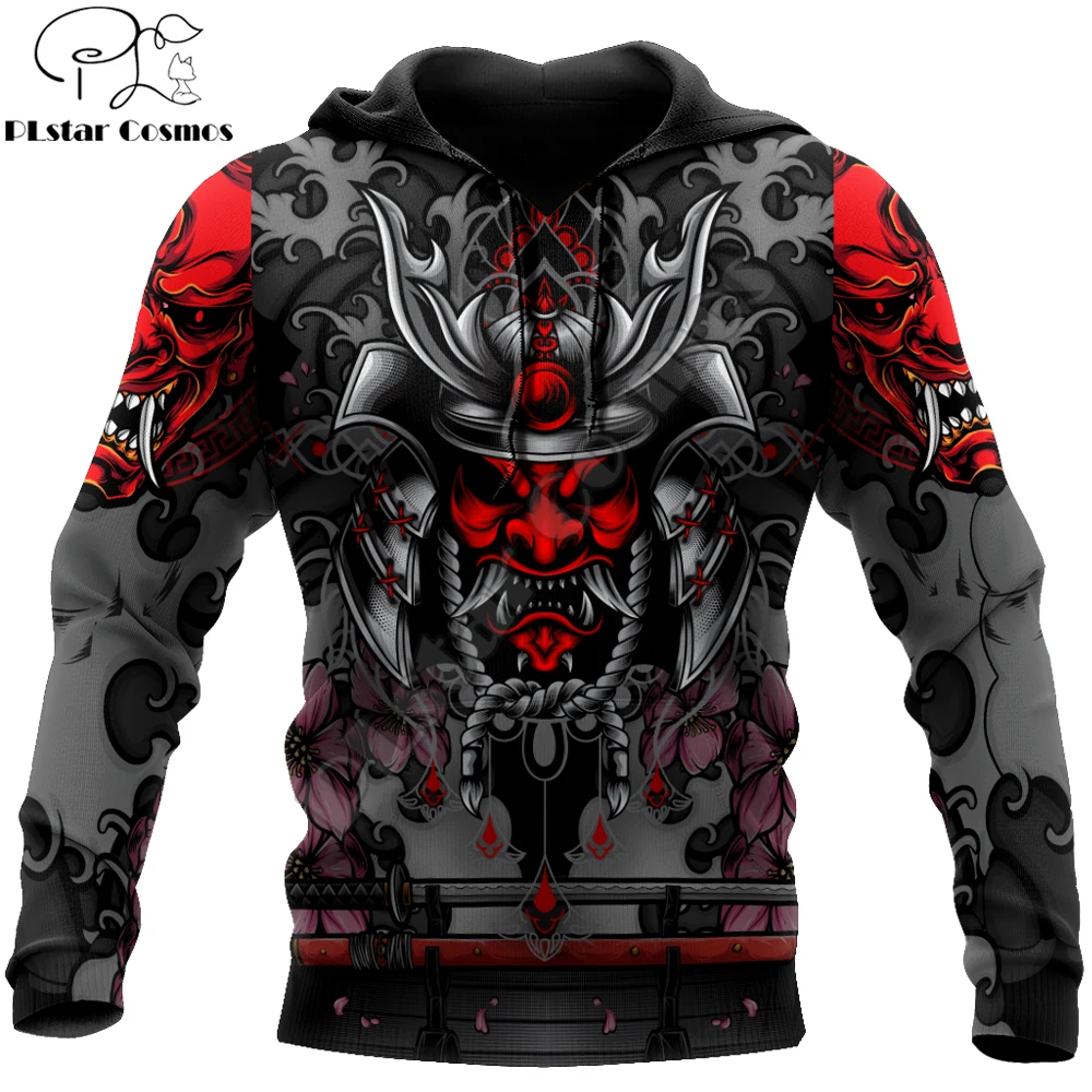 

Samurai Oni Mask Tattoo 3D Printed Autumn Men Hoodies Unisex Casual Pullover Zip Hoodie Streetwear Retro sudadera hombre DW0517