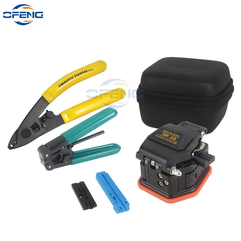 

FTTH Fiber Optic Tool Kit with DY-60C Fiber Cleaver CFS-2 2port Stripper Wire stripper Fiber length setter customized