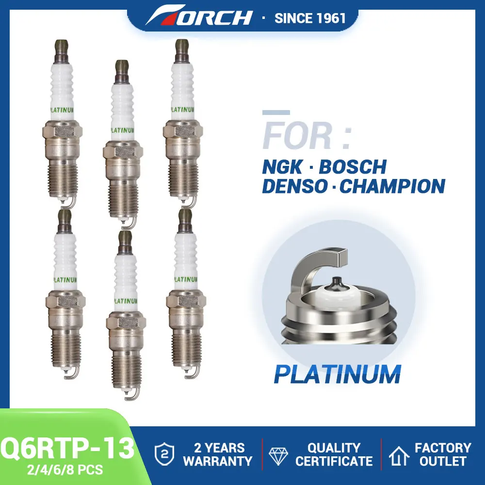 

2-8PCS Platinum Spark Plug Torch Q6RTP-13 Replace for 5809 TR6AP-13 1369704 for CHANGAN FORD 9S7E12405AA CAF483Q0 CAF488Q1