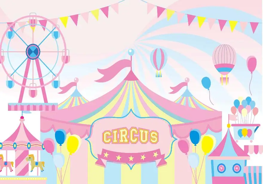 

circus striped tent Carnival hot air balloon flag carousel colorful backdrops Computer print party background