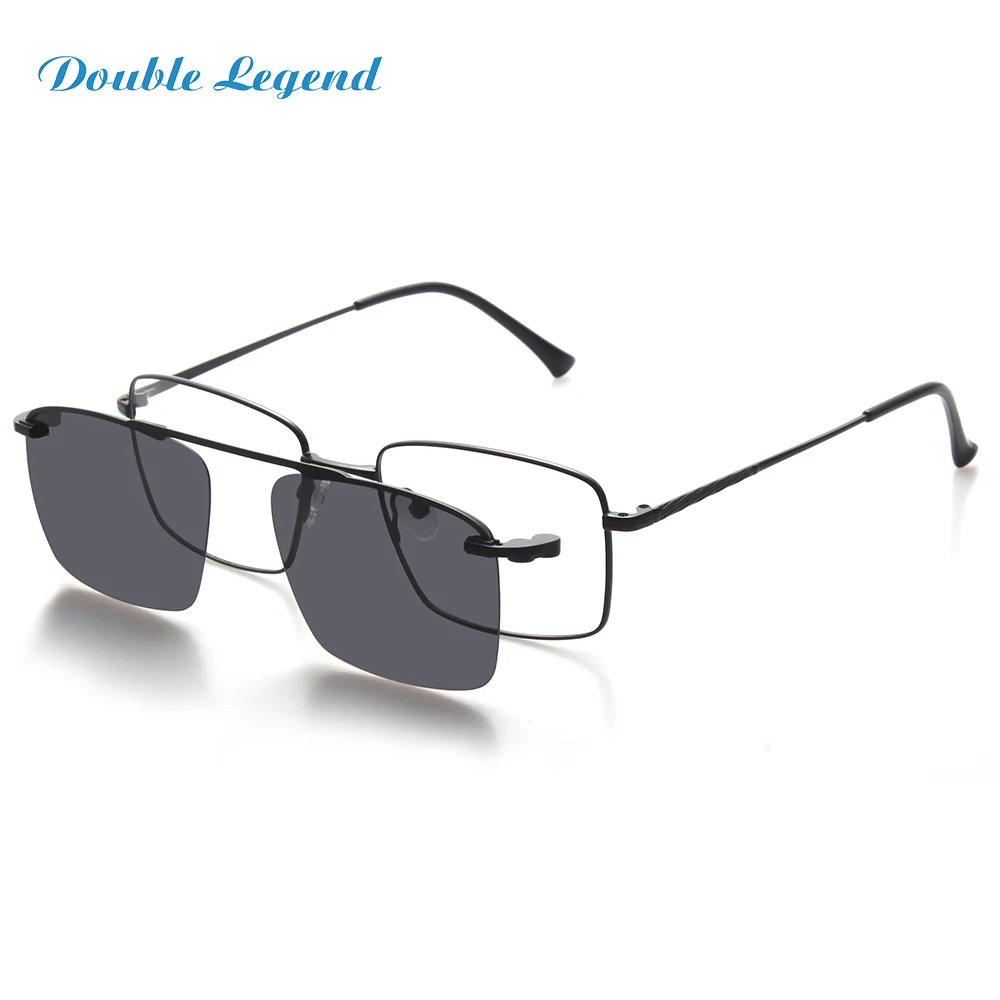 

DOUBLE LEGEND Retro Square Polarized Sunglasses Women Men Metal Eyeglasses Magnet Clip On Glasses Prescription Sunglass