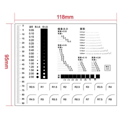 118x95mm Point line gauge Stain card Film caliper Contrast card defect inspection area gauge scratches Rounded lines