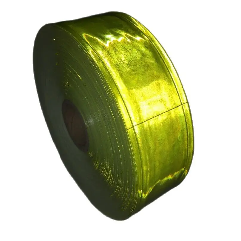 Hoge Licht Knipperend Fluorescerende Greenreflective Pvc Tape Voor De Kleding Reflecterende Vest Strip Pvc Reflecterende Materiaal