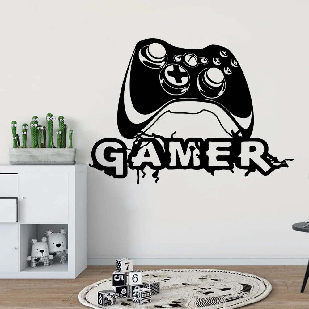 Large Graffiti Video Game Joystick Wall Decal Playroom Gaming Zone Xbox Gamer Wall Sticker Bedroom Vinyl Home Decor