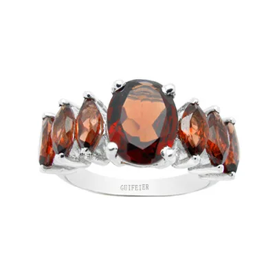 

CoLife Jewelry 100% Real Garnet Ring for Party 7mm*9mm Natural Garnet Silver Ring Solid 925 Silver Garnet Jewelry