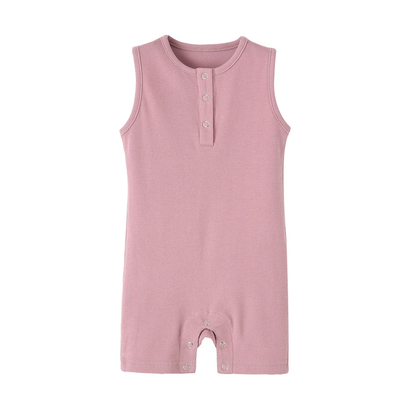 Organic Cotton Baby Summer Rompers Ribbed Infant Boys Girls Sleeveless Jumpersuit Bebe Soft Solid Color Jumpsuit Outfit