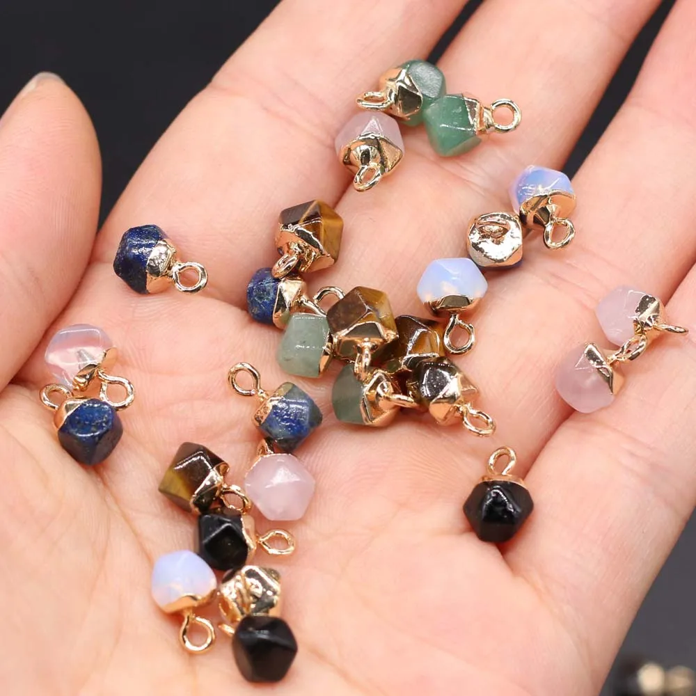 Natural Stone Pendant Faceted Bean shape Crystal Exquisite Charm for Jewelry Making DIY Necklace Earrings Accessories 6x6mm