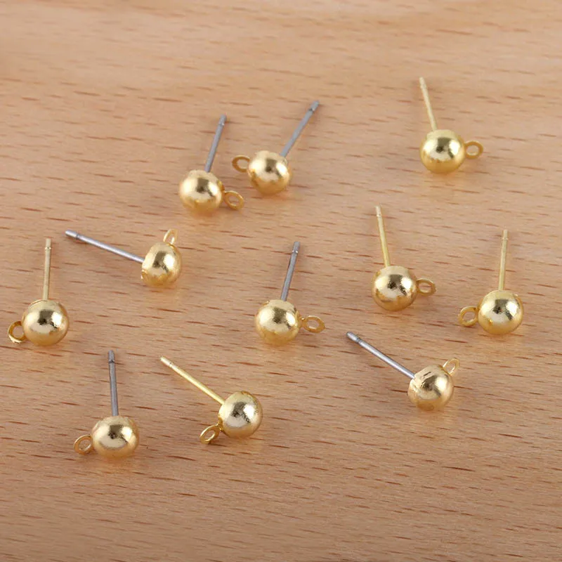 

200pcs 5x12mm Stud Earrings Linker Post Bases Round with a Loop Hanger Ring Earrings Settings Findings DIY Crafts Making