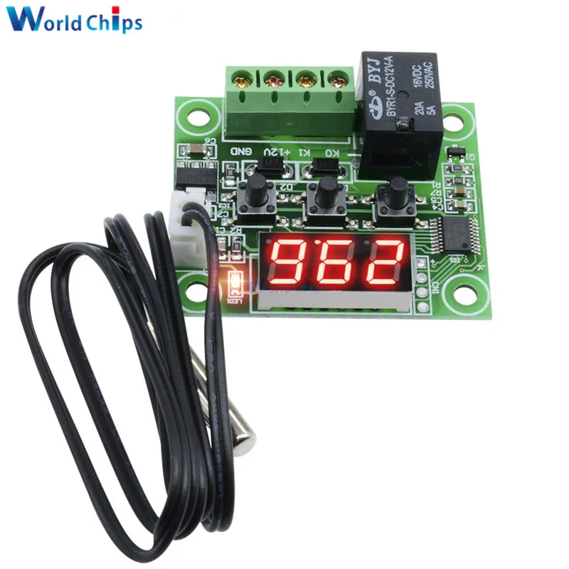 W1209 DC 12V Red LED Digital Heat Cool Thermostat Temperature Control Thermometer Thermo Controller Switch Module + NTC Sensor