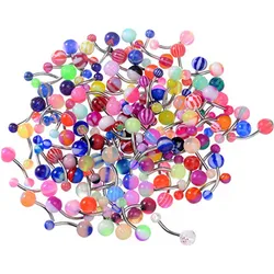 10/20/30PCS Stainless Steel Belly Button Piercing Plastic Ball Belly Stud Mix Lot Belly Ring Piercing Jewelry for Woman
